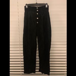 Black High Waisted Corduroy Pants with pockets